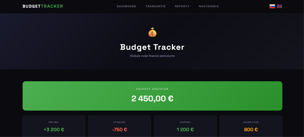 Budget Tracker - Aplikácia na správu financií